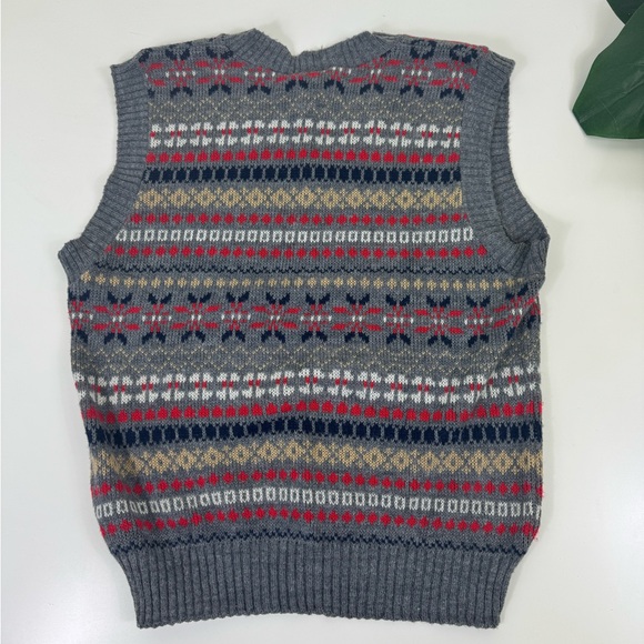 Collegian of California Fitted Grey Patterned Sweater Vest, Medium - Picture 2 of 5